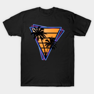 Retrowave style palm tree sunset Orange T-Shirt